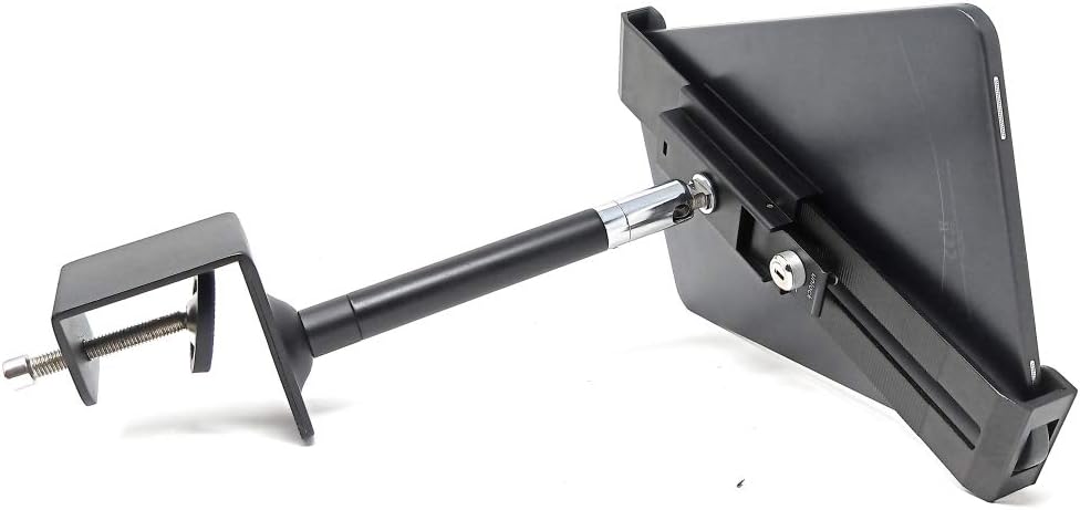 SYSTEM-S Tisch Halterung mit Schloss Befestigung Metall Schwarz für Tablet von 9" bis 13"