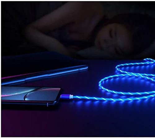 SYSTEM-S USB 3.1 leuchtendes Kabel 1 m Typ C Stecker zu 2.0 A Stecker in Blau