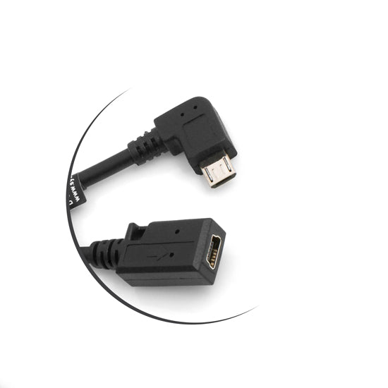 SYSTEM-S Micro USB 90° links gewinkelt Winkelstecker zu Mini USB Buchse ca. 27cm Kabel