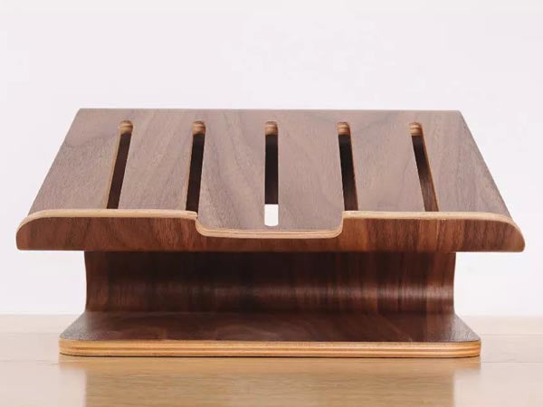 SYSTEM-S Echtholz Universal Notebookständer Laptop Netbook Ständer Halter Holz Ergonomisch in braun