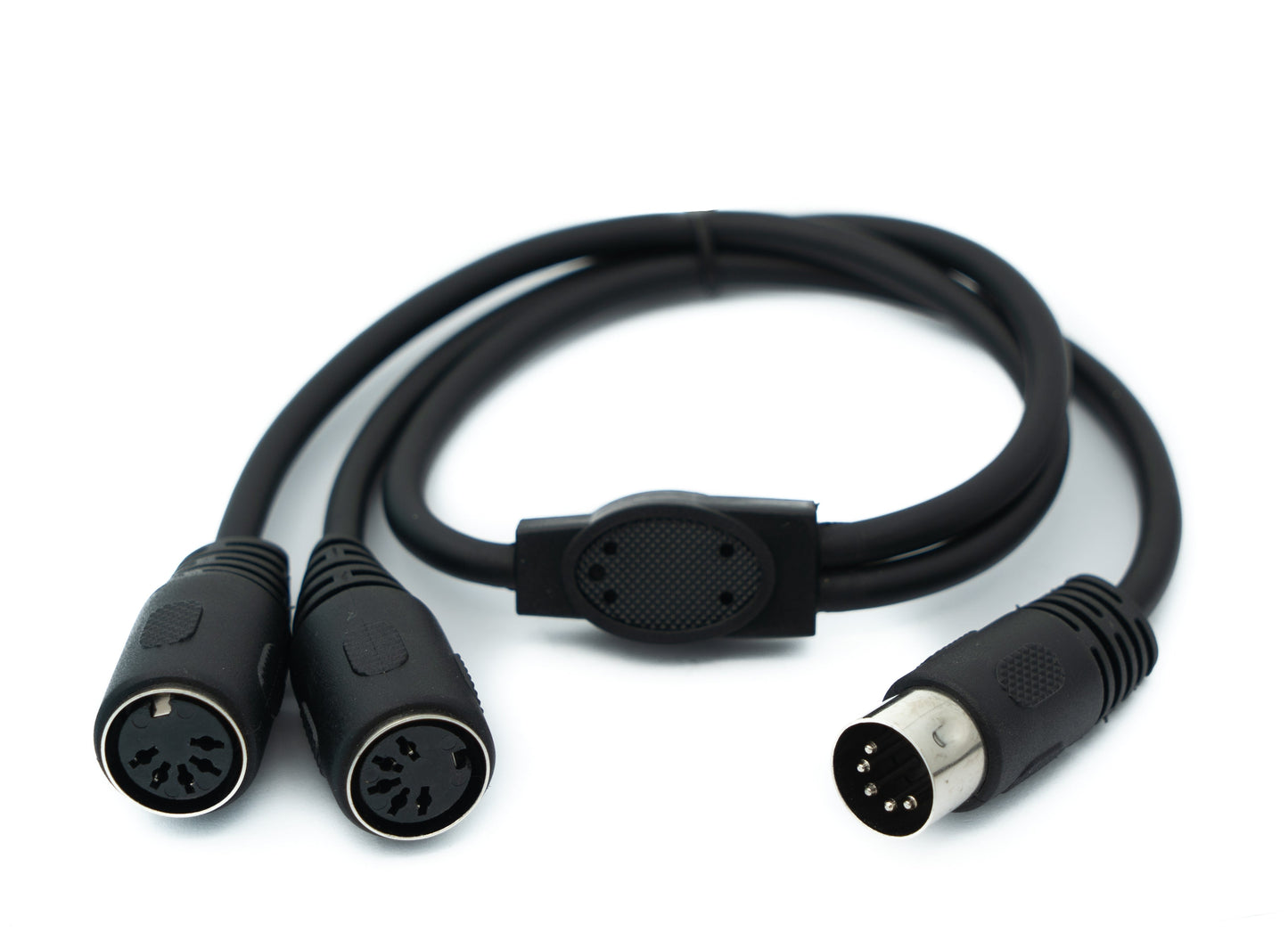 SYSTEM-S DIN Y Kabel 50 cm 5 polig Stecker zu 2x Buchse Stereo MIDI in Schwarz