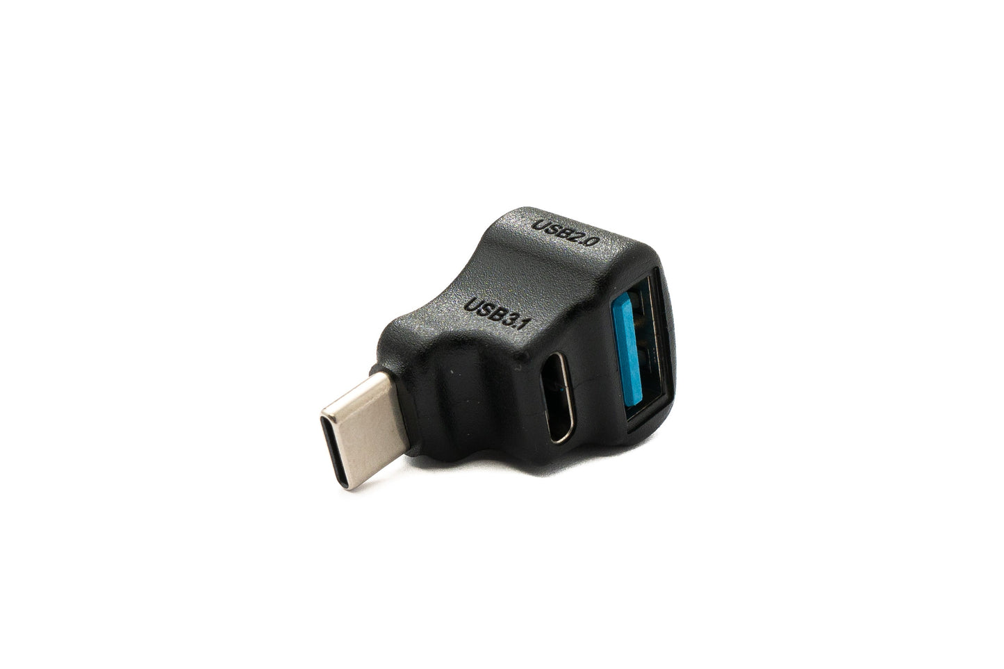 SYSTEM-S USB Y Adapter 3.1 Typ C Stecker zu Buchse & A Buchse Winkel 5 Gbit/s Kabel in Schwarz