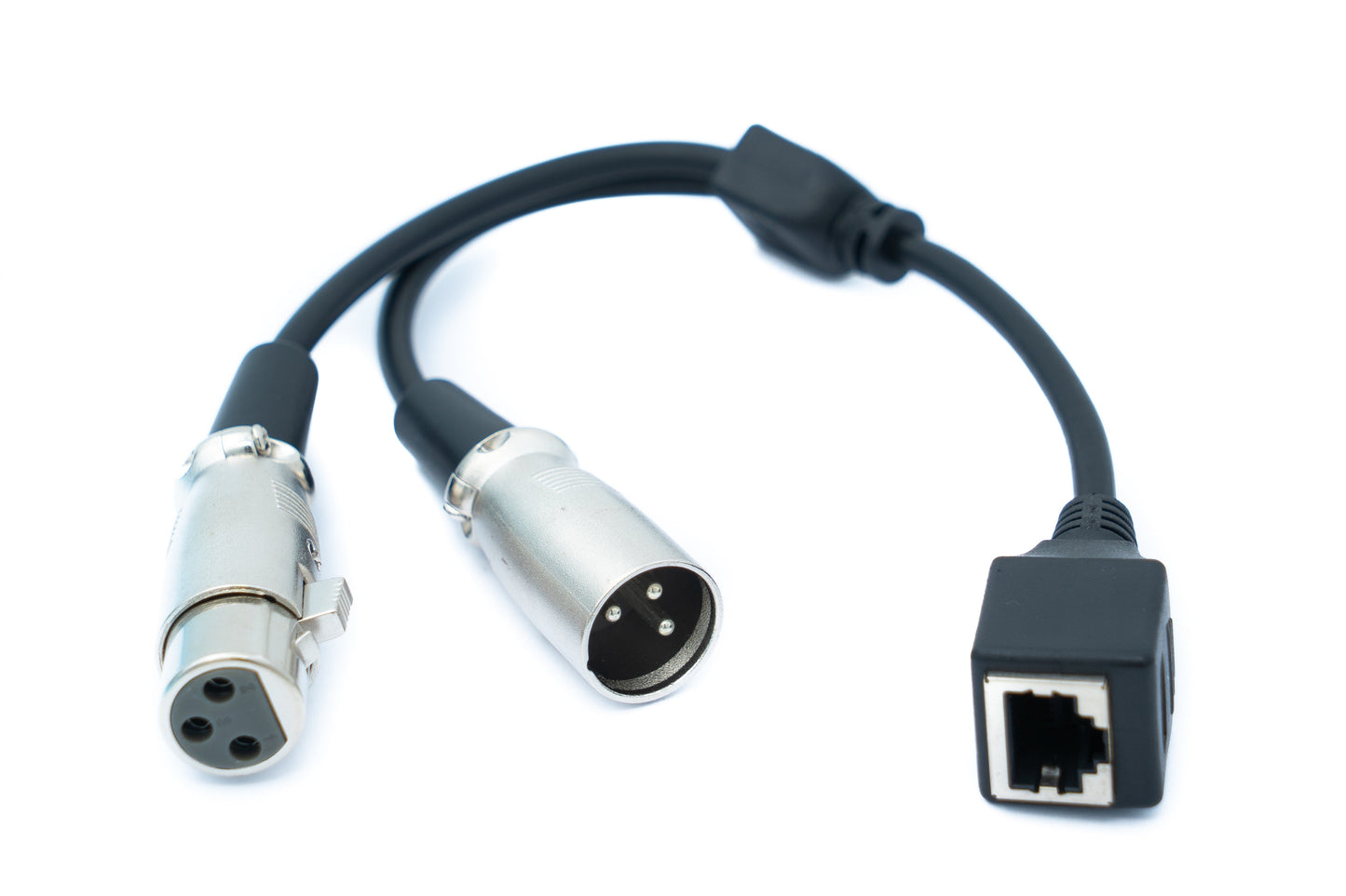 SYSTEM-S XLR Y Kabel 30 cm 2x 3 polig Buchse zu RJ45 Buchse in Schwarz