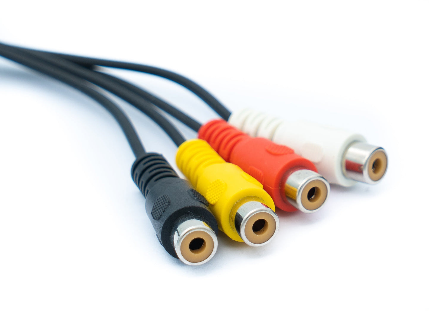 SYSTEM-S Cinch 4 RCA Kabel 30 cm Buchse zu DIN 5 polig Stecker Stereo Schwarz