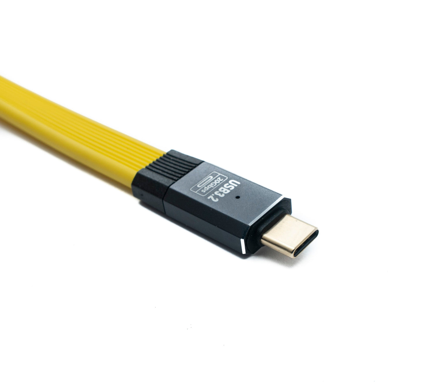 SYSTEM-S USB 3.2 Gen 2 Kabel 20 cm Typ C Stecker zu Stecker Flachkabel Gelb 20 Gbit/s 100 W
