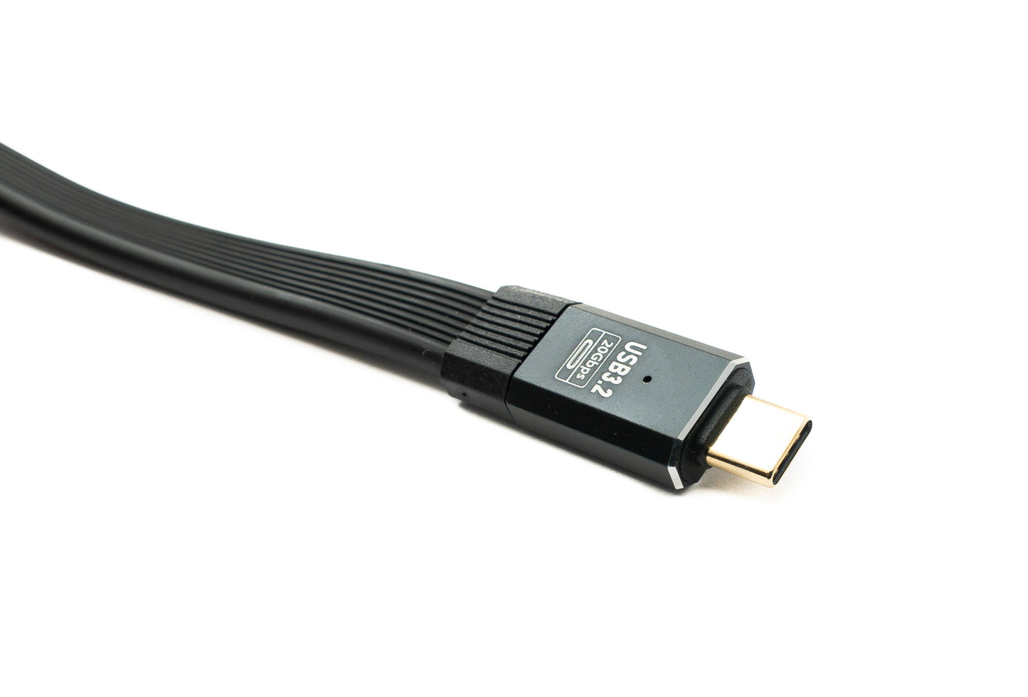 SYSTEM-S USB 3.2 Gen 2 Kabel 20 cm Typ C Stecker zu Stecker Flachkabel Schwarz 20 Gbit/s 100 W