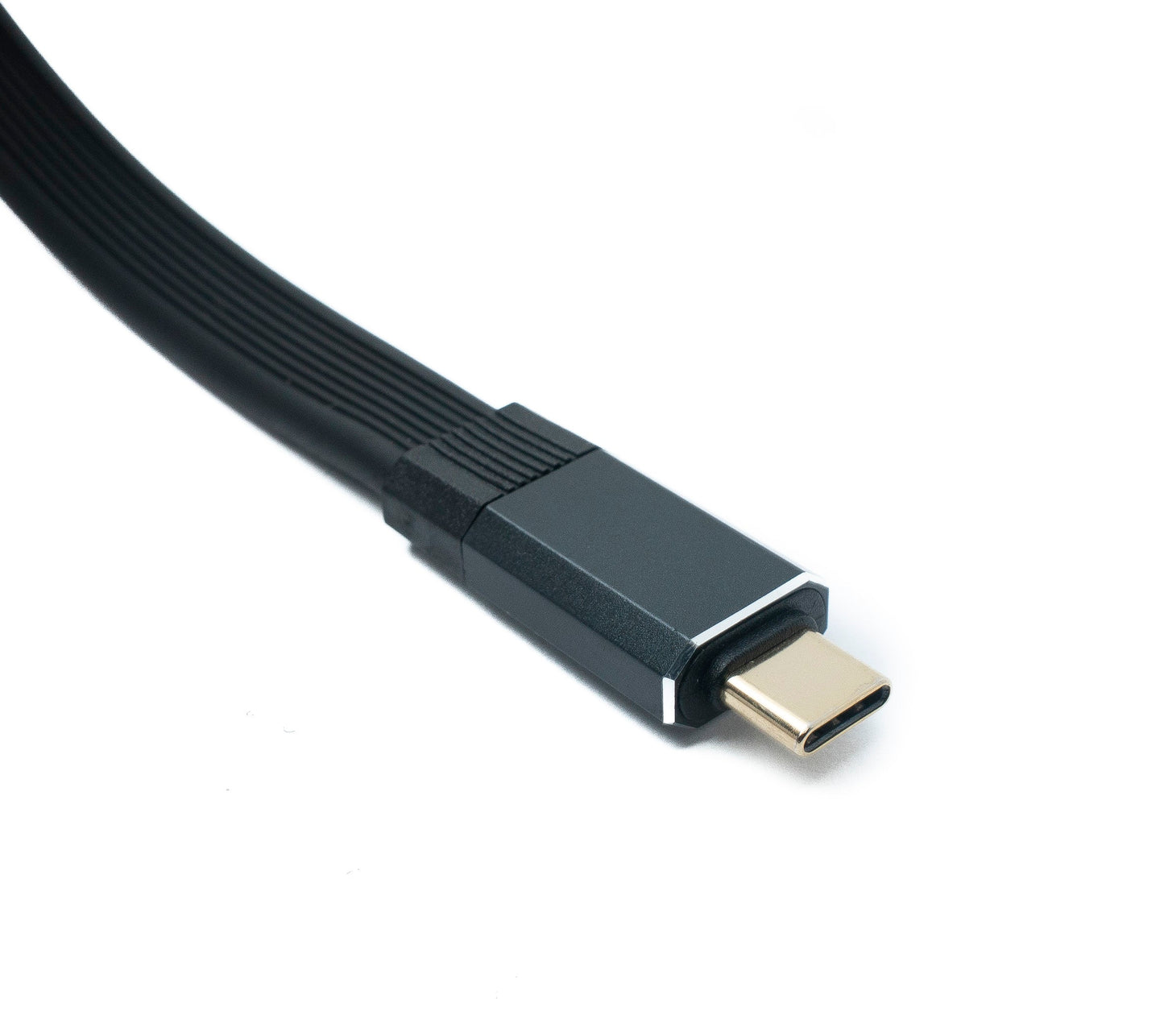 SYSTEM-S USB 3.2 Gen 2 Kabel 80 cm Typ C Stecker zu Stecker Flachkabel Schwarz 20 Gbit/s 100 W
