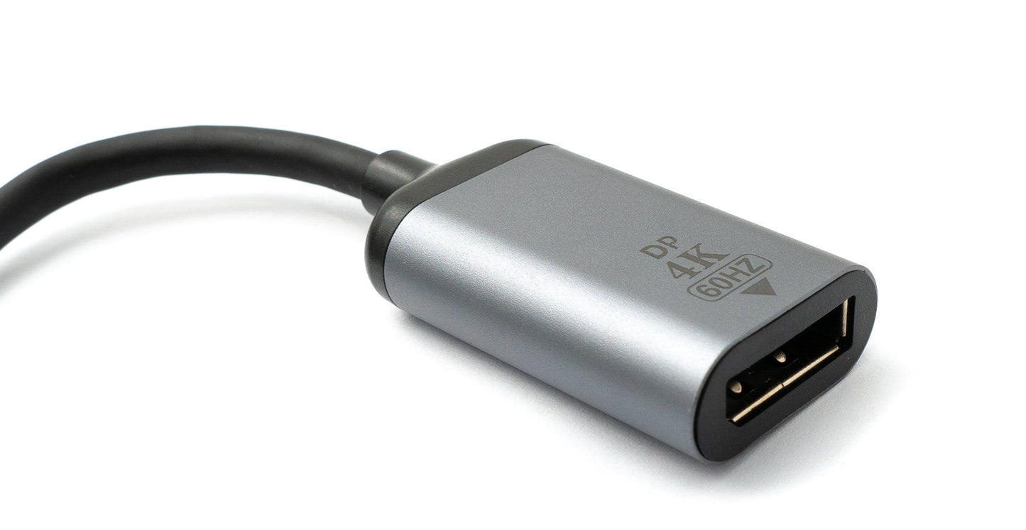 SYSTEM-S DisplayPort Kabel 19 cm DP Buchse zu USB 3.1 Typ C Stecker 4K Adapter in Grau