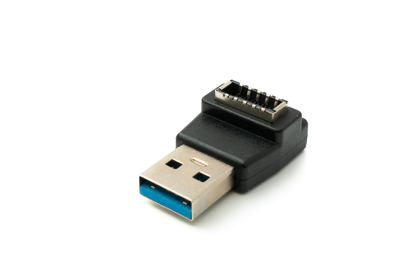 SYSTEM-S USB 3.1 Adapter Typ E Buchse zu 3.0 Typ A Stecker Adapter Winkel in Schwarz