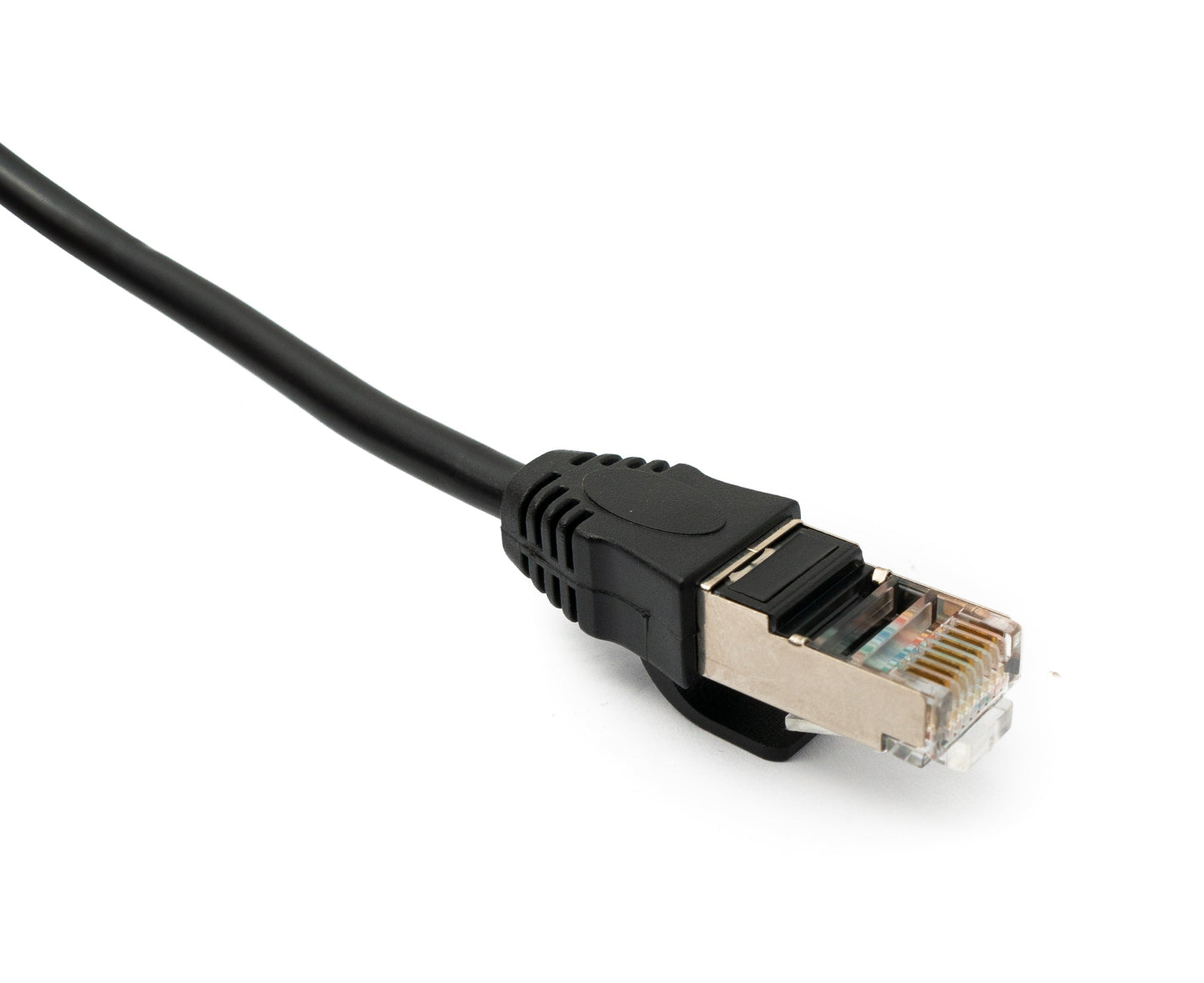 SYSTEM-S LAN Kabel 150 cm 8P8C Buchse zu RJ45 Stecker Winkel Schraube in Schwarz