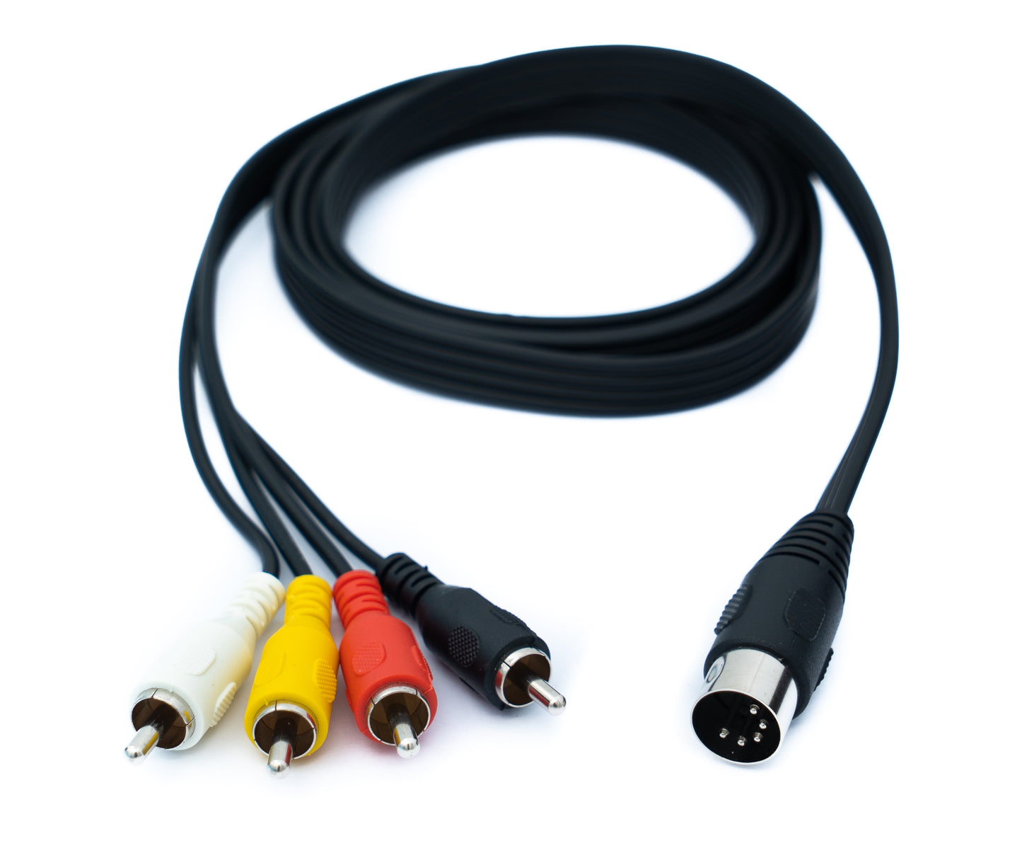 SYSTEM-S Cinch 4 RCA Kabel 150 cm Stecker zu DIN 5 polig Stecker Stereo Schwarz