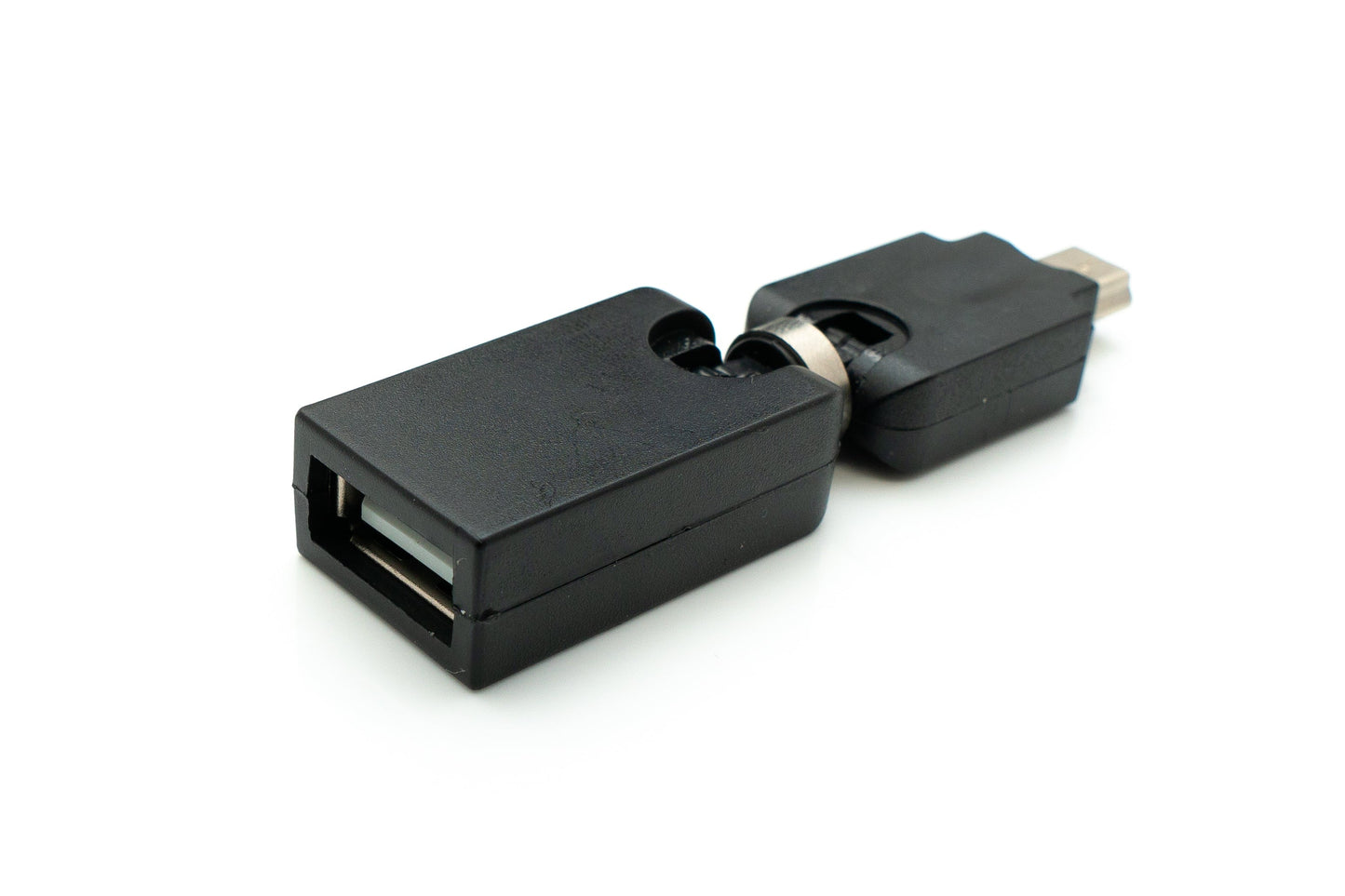 SYSTEM-S USB 2.0 adapter Mini B male to Type A female 360° angle cable in black