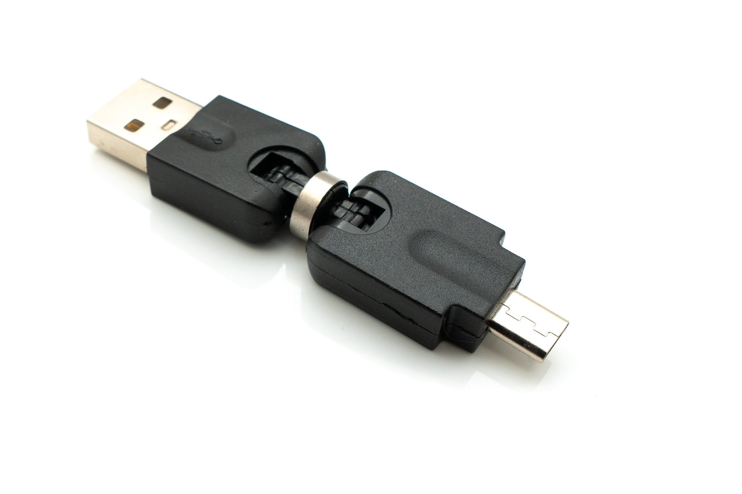 SYSTEM-S USB 2.0 Adapter Micro B Stecker zu Typ A Buchse 360° Winkel Kabel in Schwarz