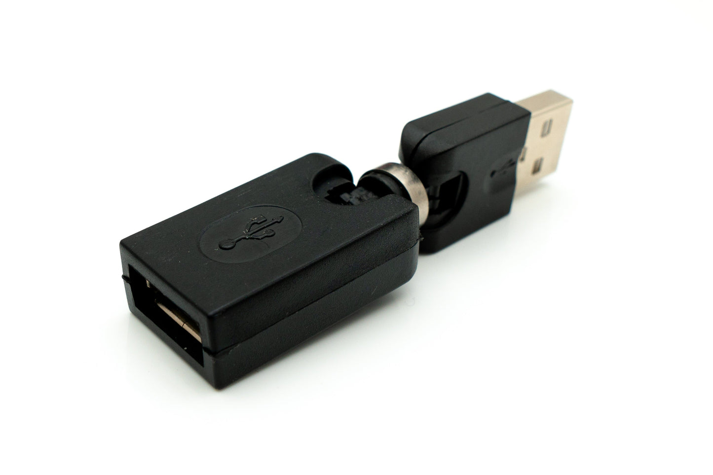 SYSTEM-S USB 2.0 Adapter Typ A Stecker zu Buchse 360° Winkel Kabel in Schwarz