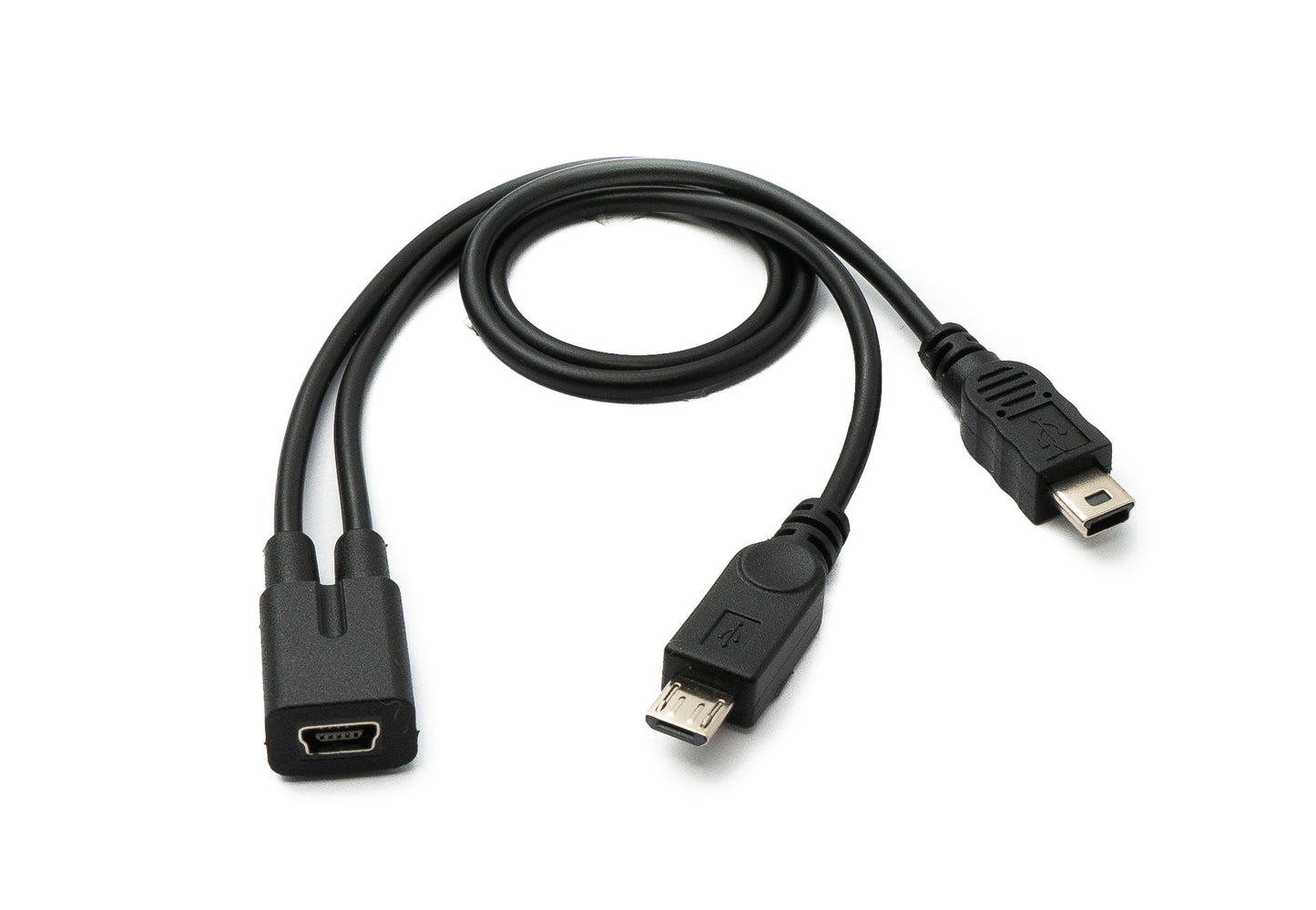SYSTEM-S USB 2.0 Y Cable 30 cm Mini B Female to Male + Micro B Male Adapter Black