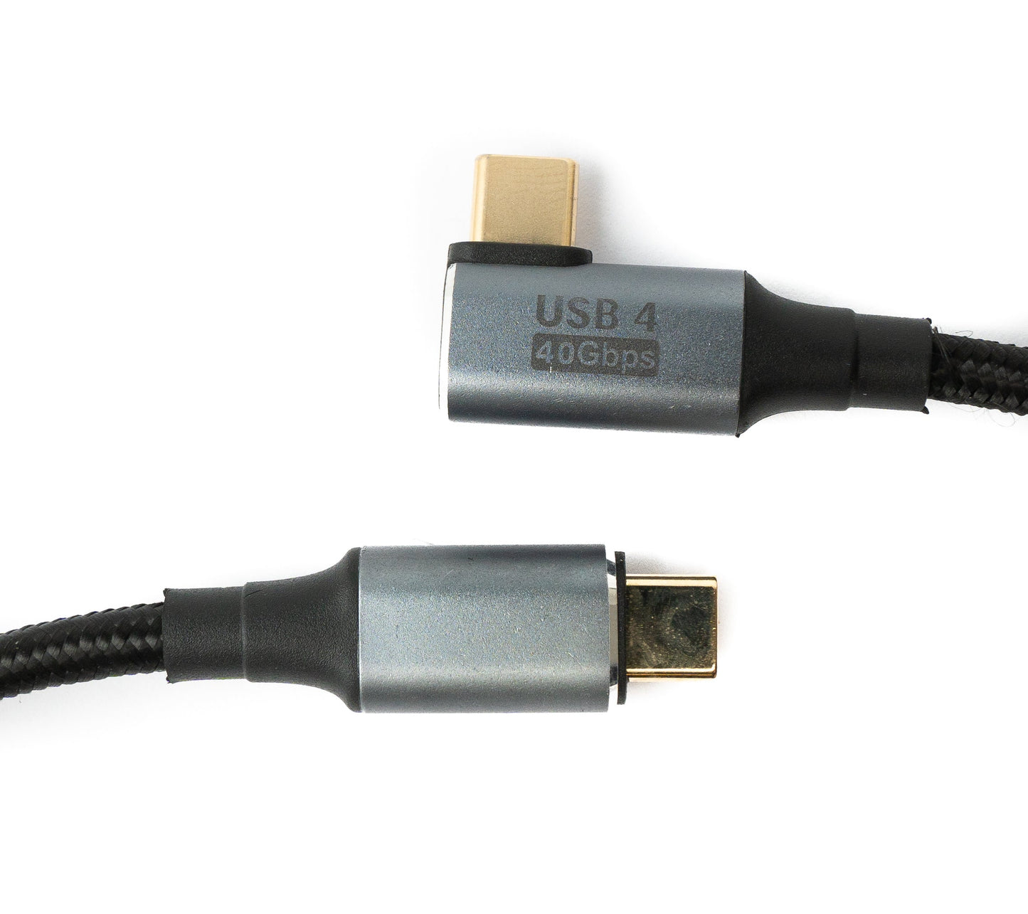 SYSTEM-S USB4 USB Kabel 80 cm Typ C Stecker zu Stecker 40 Gbit/s USB 4.0 geflochten Winkel