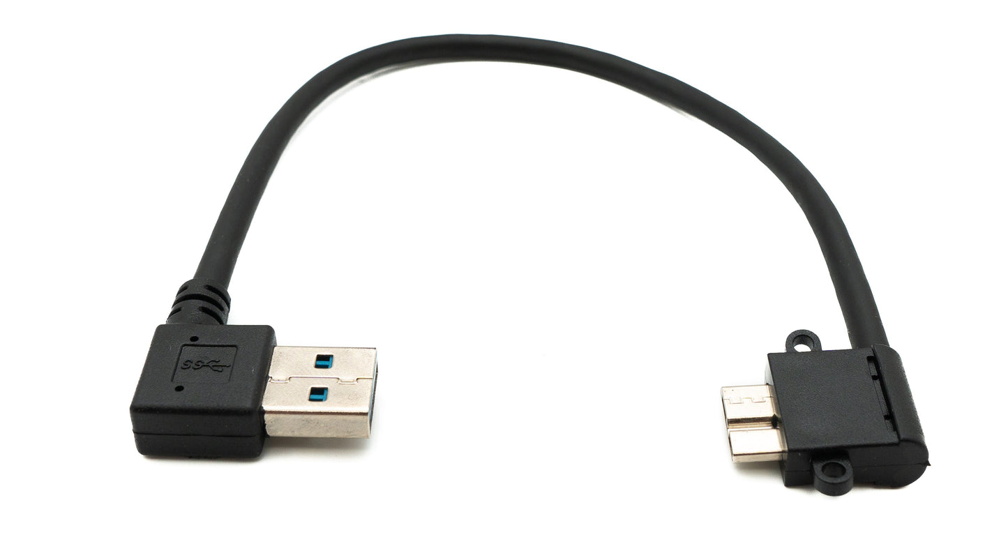 SYSTEM-S USB 3.0 cable 25 cm Micro B plug to Type A plug angled in black