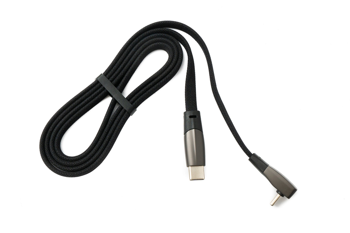 SYSTEM-S USB 3.1 Typ C Kabel 100 cm Stecker zu Stecker 5 Gbit/s geflochten flach Winkel