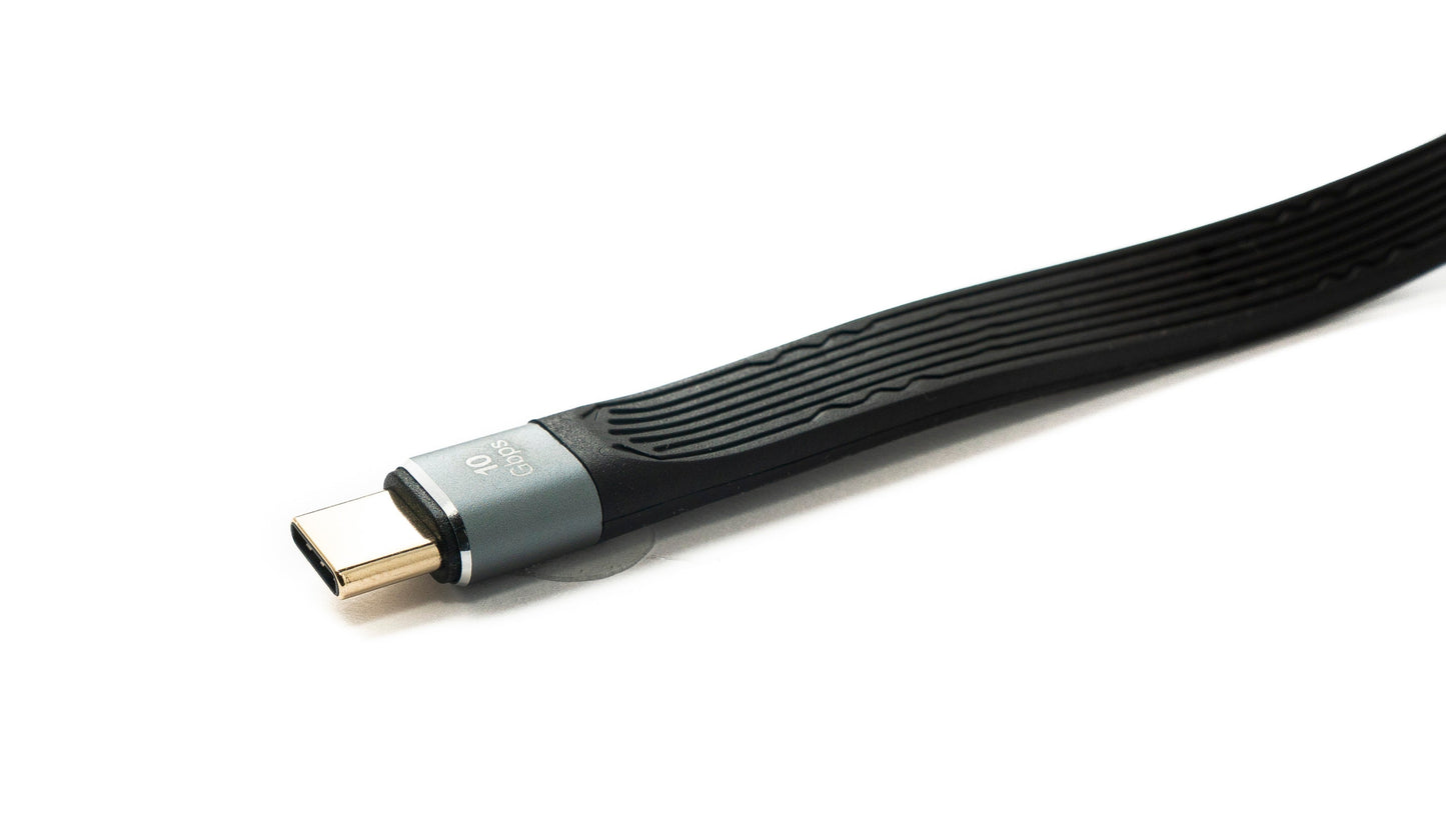 SYSTEM-S USB 3.1 Gen 2 cable 20 cm Type C male to male flat cable 10 Gbit/s 100W