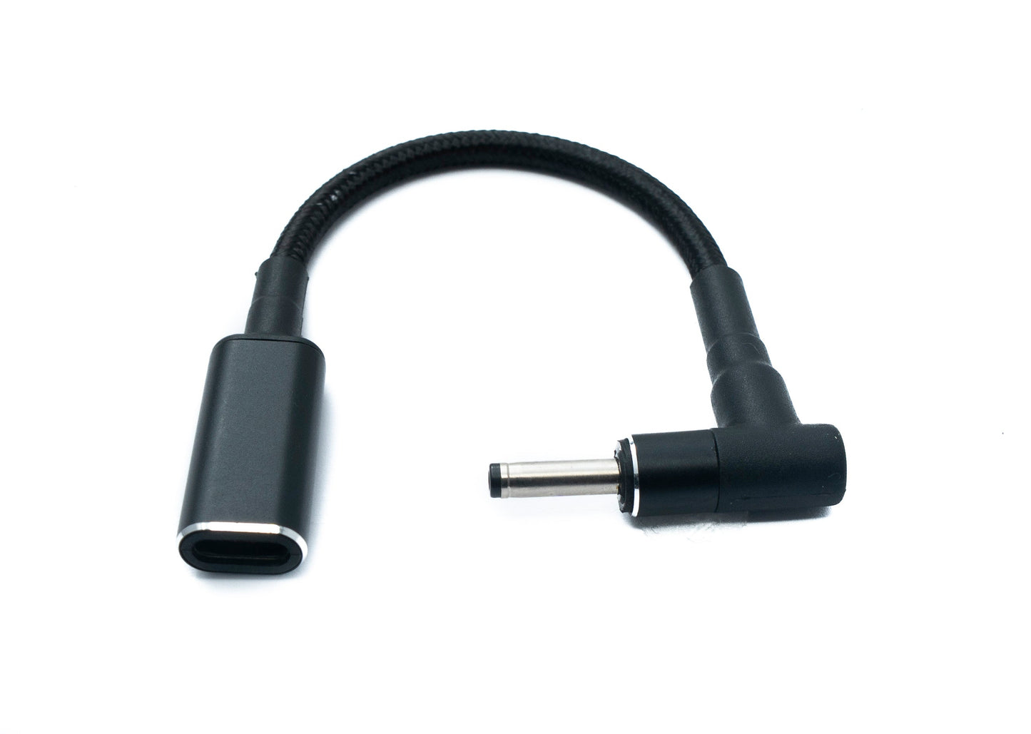 SYSTEM-S DC 20V Kabel 15 cm 3,5 x 1,35 Stecker zu USB 3.1 Typ C Buchse geflochten Winkel