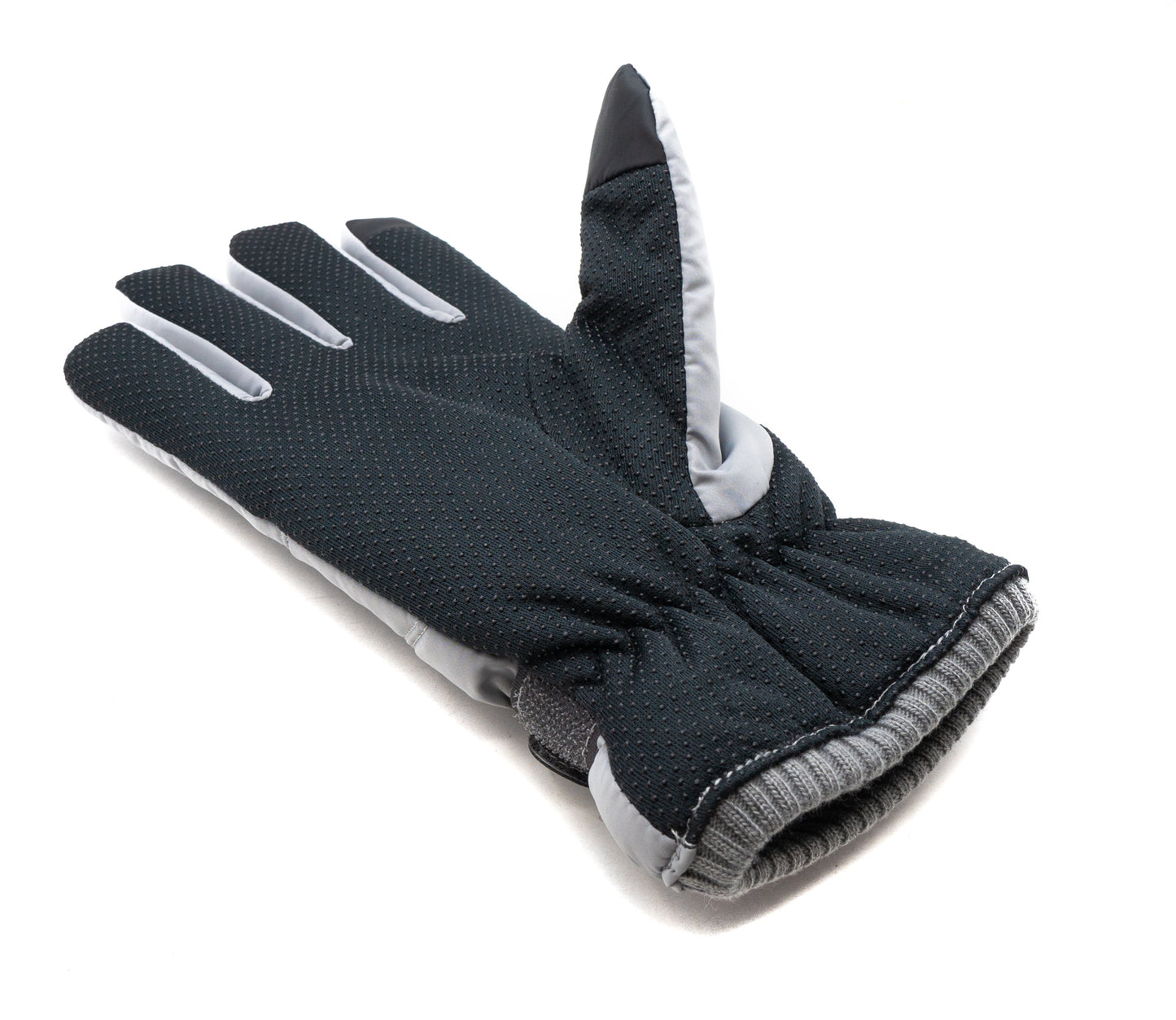 SYSTEM-S Anti Rutsch Handschuhe aus Polyester für Smartphones Touch Bildschirme in Grau