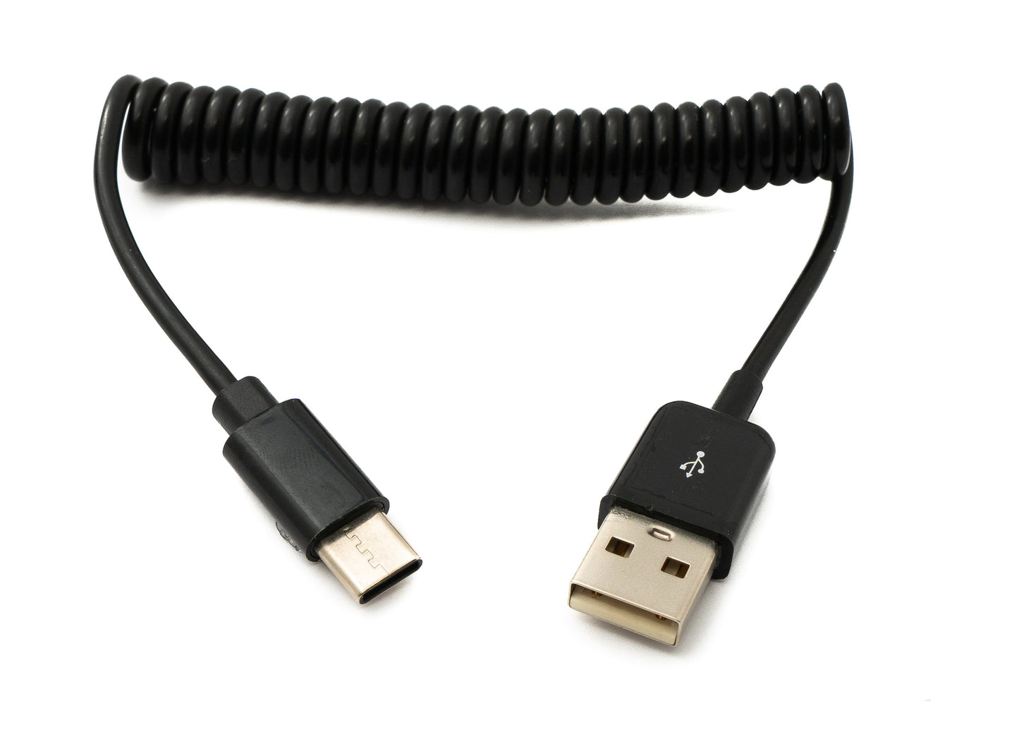 SYSTEM-S USB 3.1 Kabel 50 cm Typ C Stecker zu 2.0 A Stecker Spirale in Schwarz