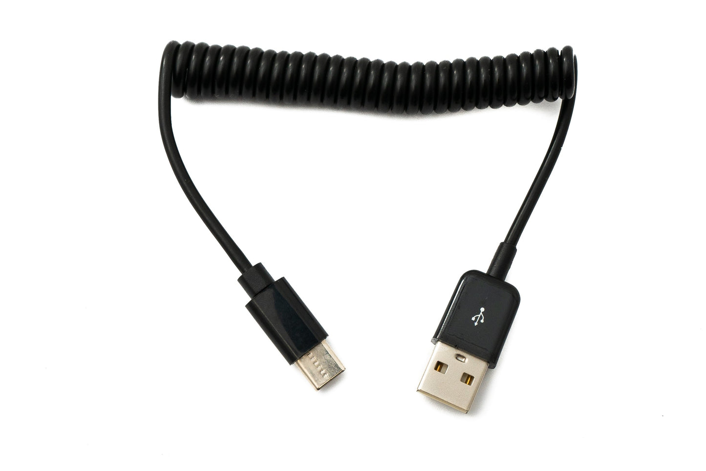 SYSTEM-S USB 3.1 Kabel 50 cm Typ C Stecker zu 2.0 A Stecker Spirale in Schwarz