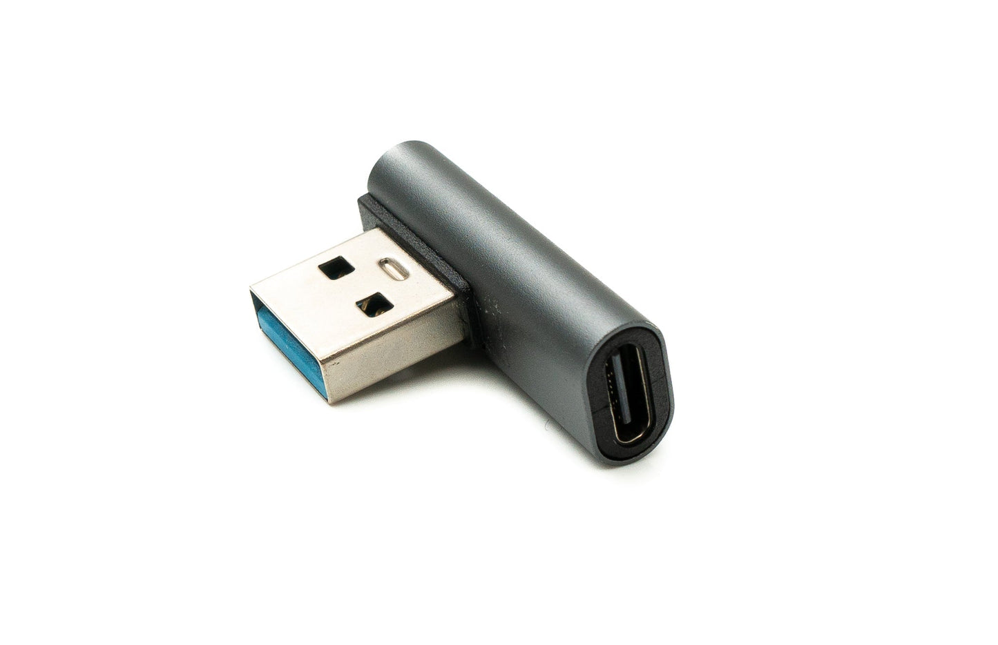 SYSTEM-S USB 3.1 Gen 2 Adapter Typ C Buchse zu 3.0 Typ A Stecker Winkel Kabel in Grau