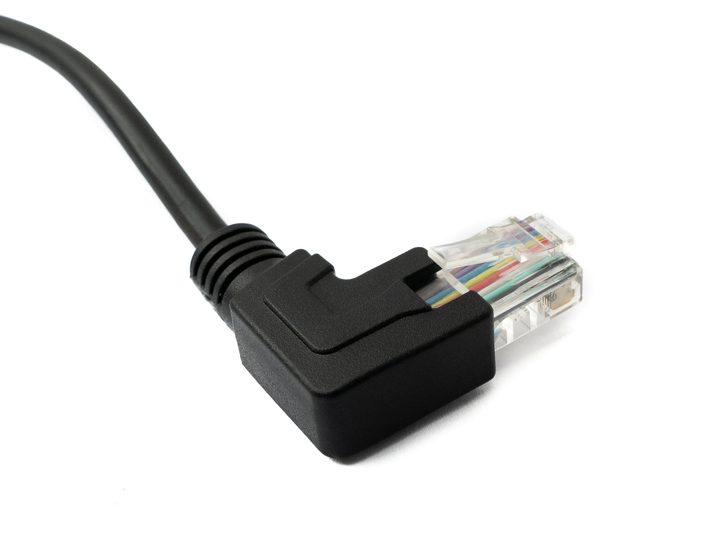 SYSTEM-S LAN Kabel 30 cm RJ45 Stecker zu 8 pin Terminalblock Winkel in Schwarz