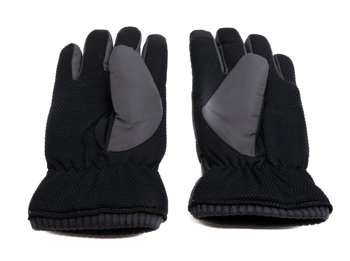 SYSTEM-S Anti Rutsch Handschuhe aus Polyester für Smartphones Touch Bildschirme in Grau