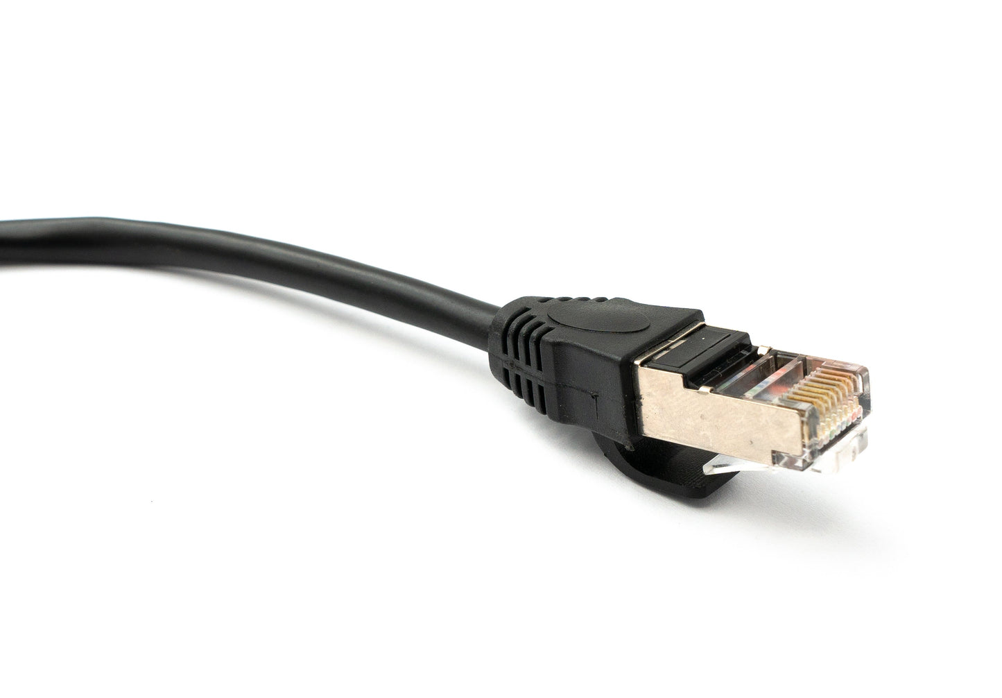 SYSTEM-S LAN Kabel 30 cm 8P8C Buchse zu RJ45 Stecker Winkel Schraube in Schwarz