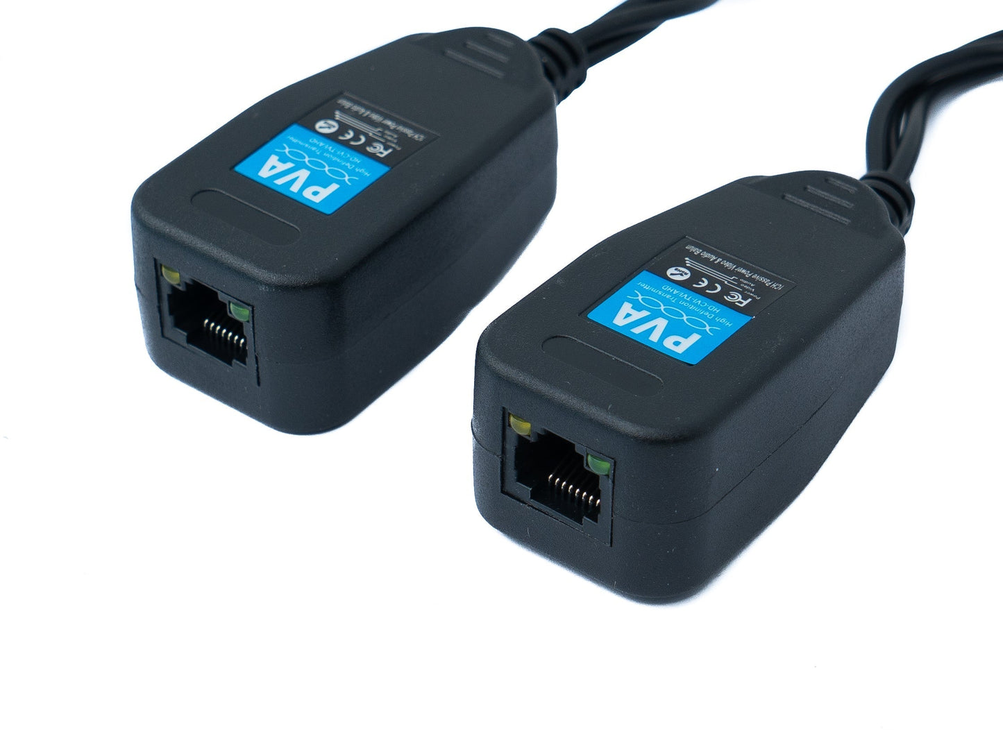 SYSTEM-S 2x CCTV Cable 10 cm RJ45 Female to BNC RCA DC Video Audio Power Adapter Black