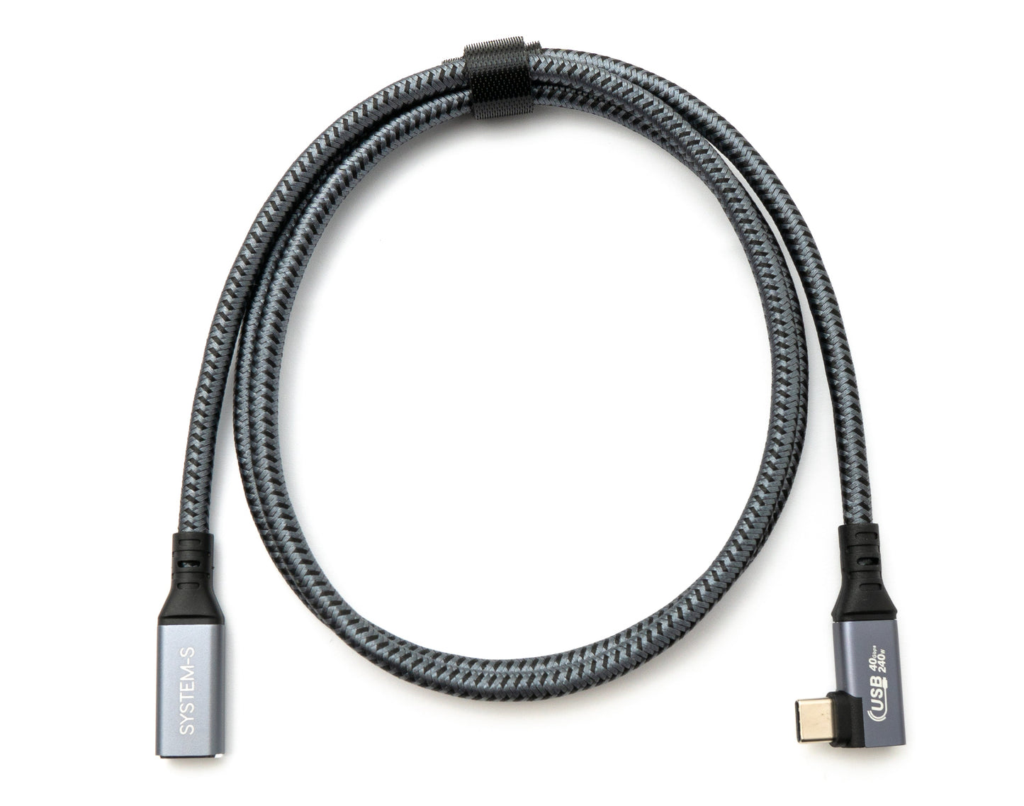 SYSTEM-S USB4 USB 100 cm cable Type C male to female angled braided 40 Gbit/s 240 W USB 4.0 cable