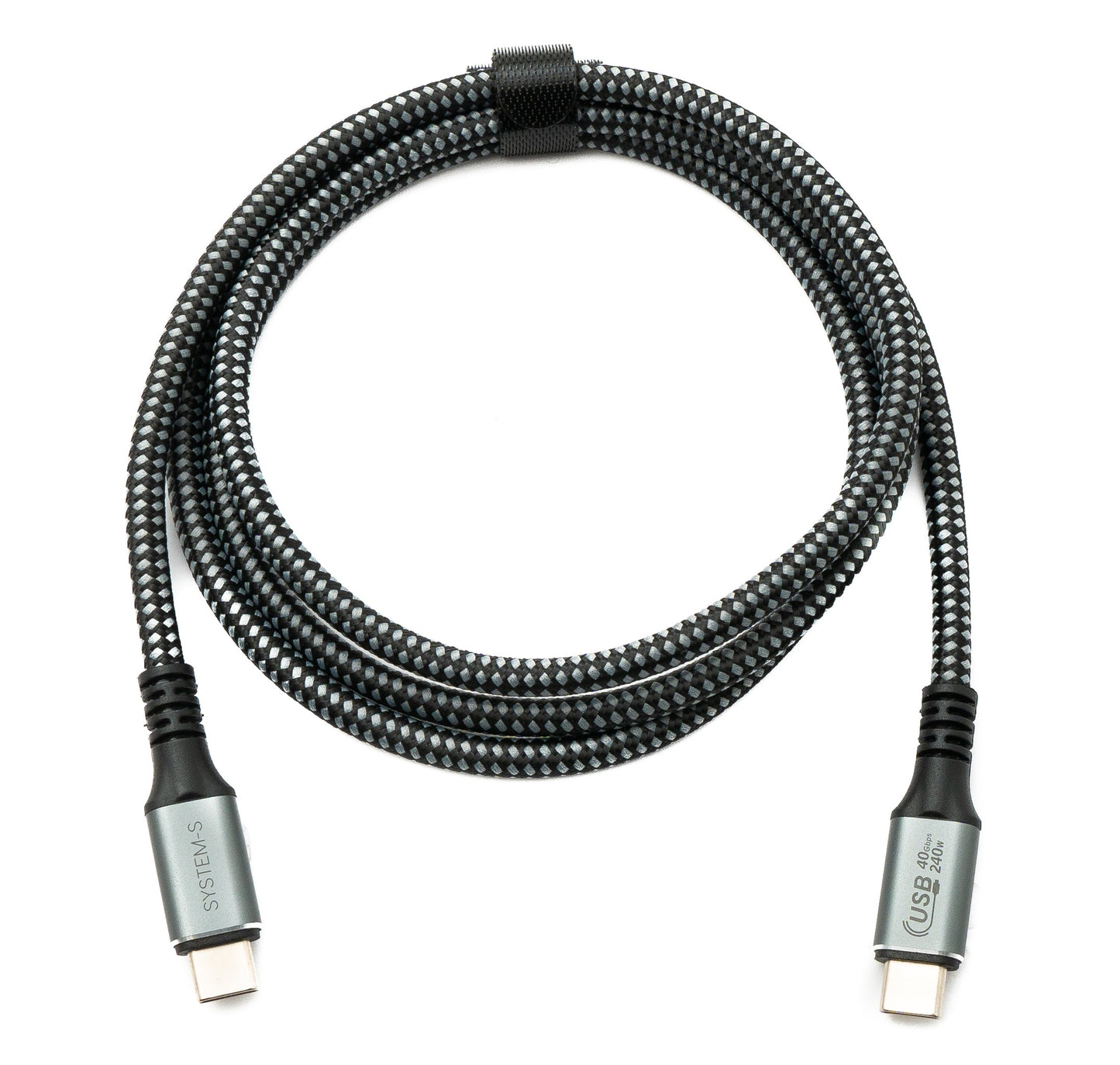 SYSTEM-S USB4 USB 120 cm Kabel Typ C Stecker zu Stecker geflochten 40 Gbit/s 240 W USB 4.0 Kabel