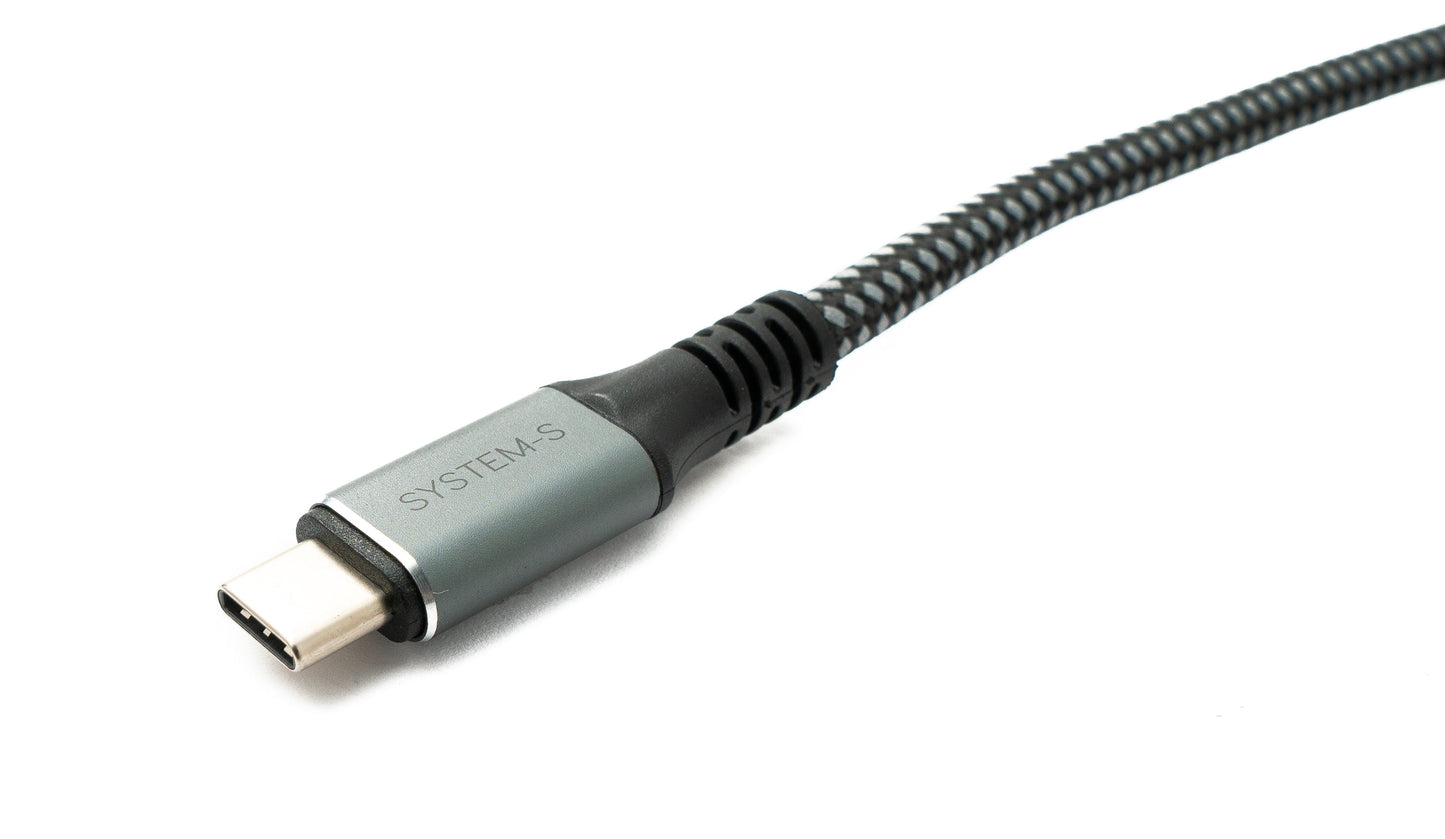SYSTEM-S USB4 USB 120 cm Kabel Typ C Stecker zu Stecker geflochten 40 Gbit/s 240 W USB 4.0 Kabel