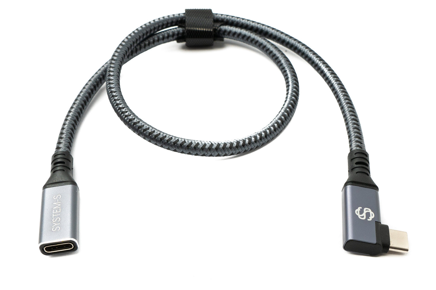 SYSTEM-S USB4 USB 40 cm Kabel Typ C Stecker zu Buchse Winkel geflochten 40 Gbit/s 240 W USB 4.0 Kabel