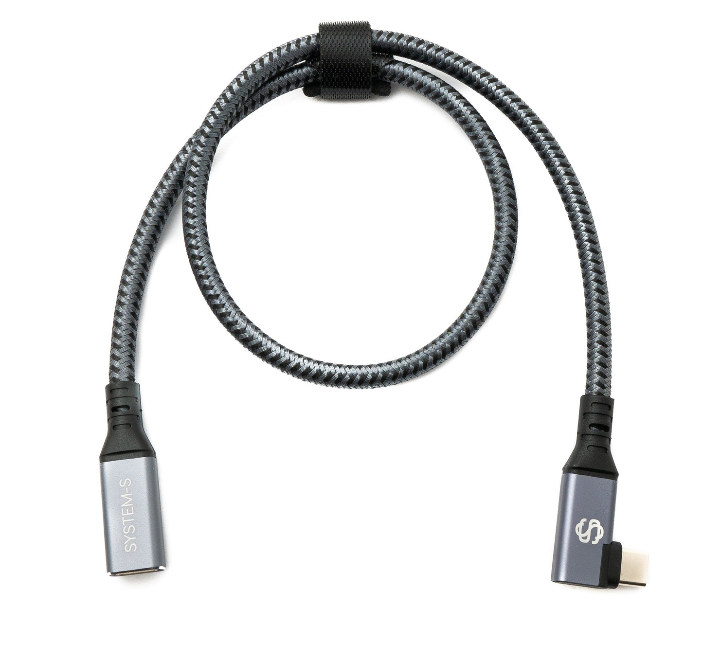 SYSTEM-S USB4 USB 40 cm Kabel Typ C Stecker zu Buchse Winkel geflochten 40 Gbit/s 240 W USB 4.0 Kabel