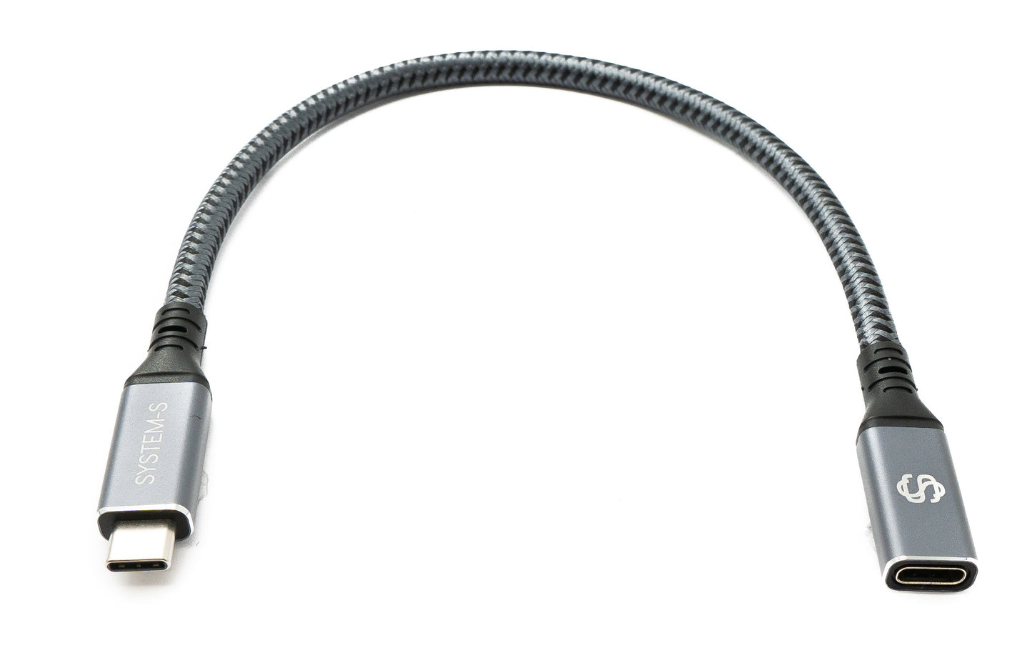 SYSTEM-S USB4 USB 30 cm Kabel Typ C Stecker zu Buchse geflochten 40 Gbit/s 240 W USB 4.0 Kabel