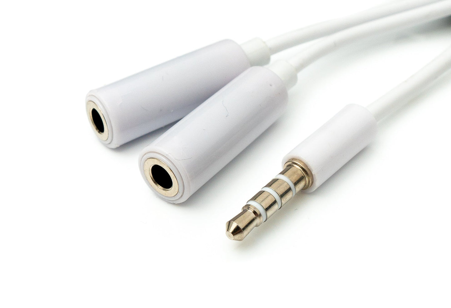 SYSTEM-S Audio Y Kabel 20 cm Stereo AUX Klinke 3,5mm Stecker zu 2x Buchse Adapter in Weiß