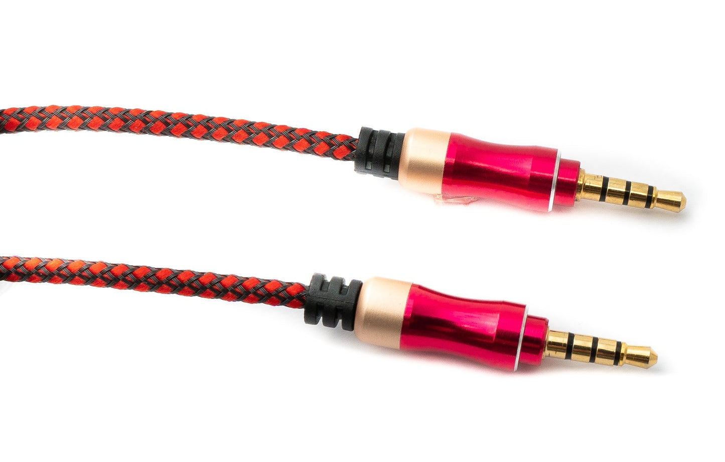 SYSTEM-S Audio Kabel 150 cm Stereo AUX Klinke 3,5mm Stecker zu Stecker geflochten in Pink