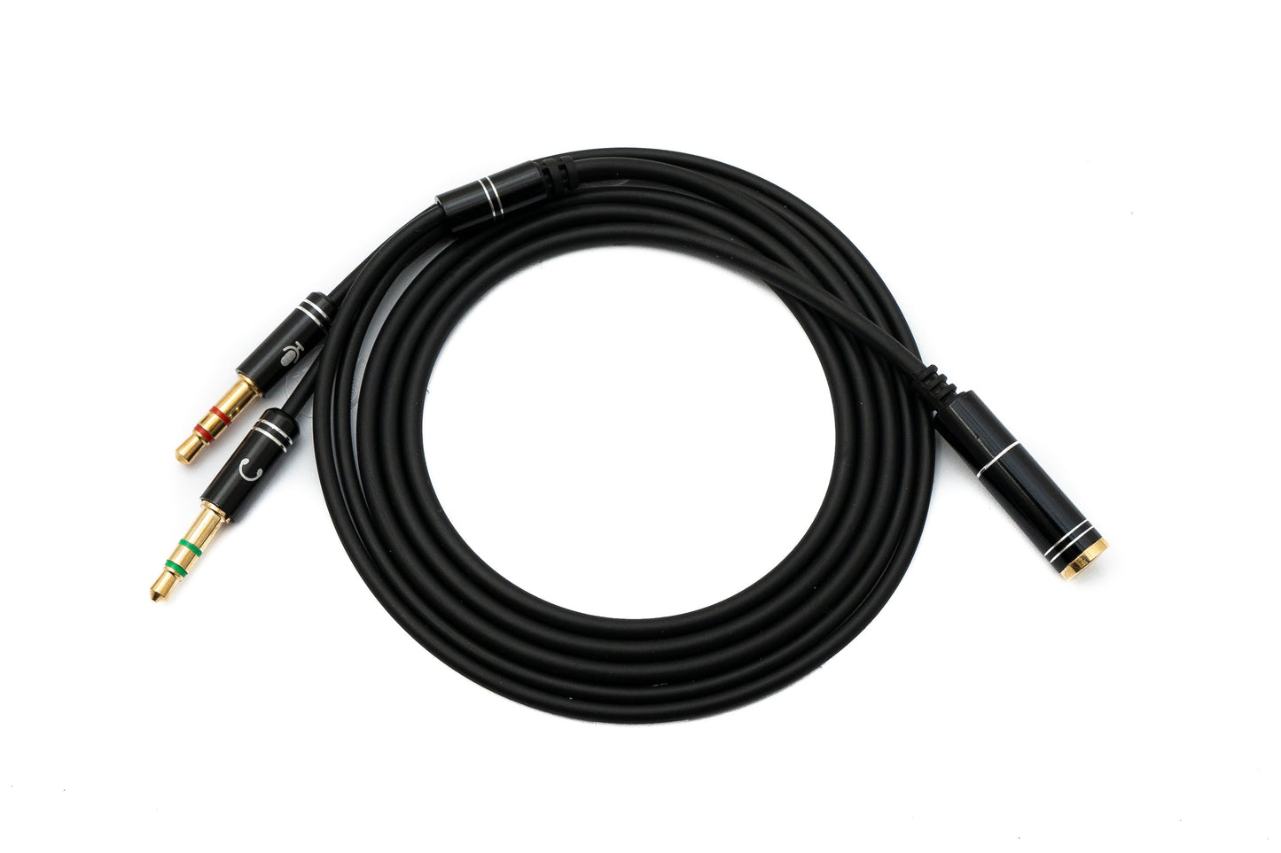 SYSTEM-S Audio Y Kabel 100cm Stereo AUX Klinke 3,5mm Buchse zu 2x Stecker Schwarz