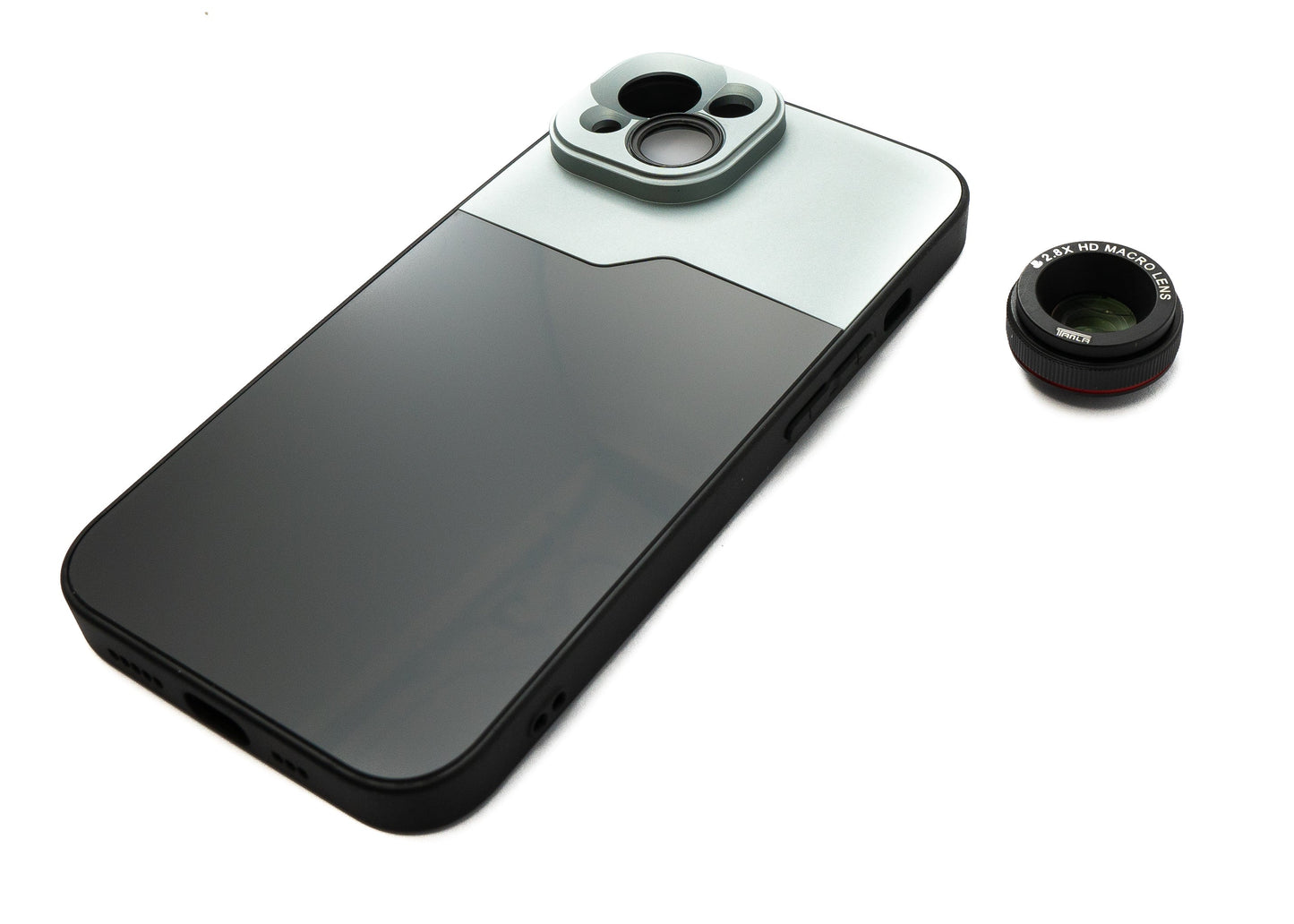 SYSTEM-S Makro Linse 2.8x HD Filter mit Hülle in Schwarz für iPhone 14