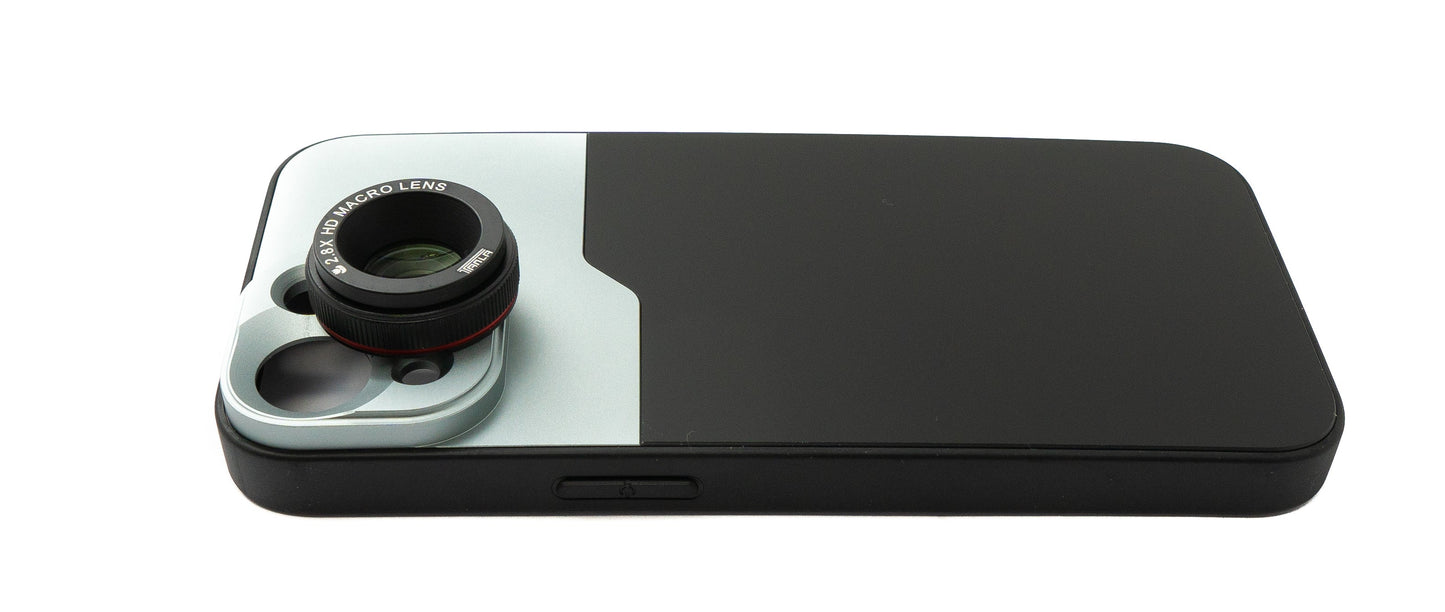 SYSTEM-S Makro Linse 2.8x HD Filter mit Hülle in Schwarz für iPhone 14