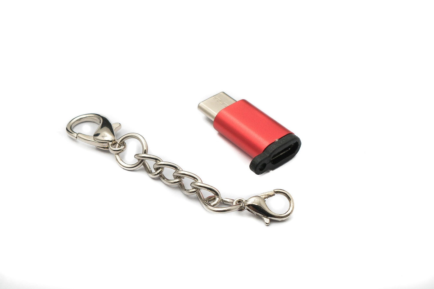 SYSTEM-S USB 3.1 Adapter Type C Male to 2.0 Micro B Female Chain in Red