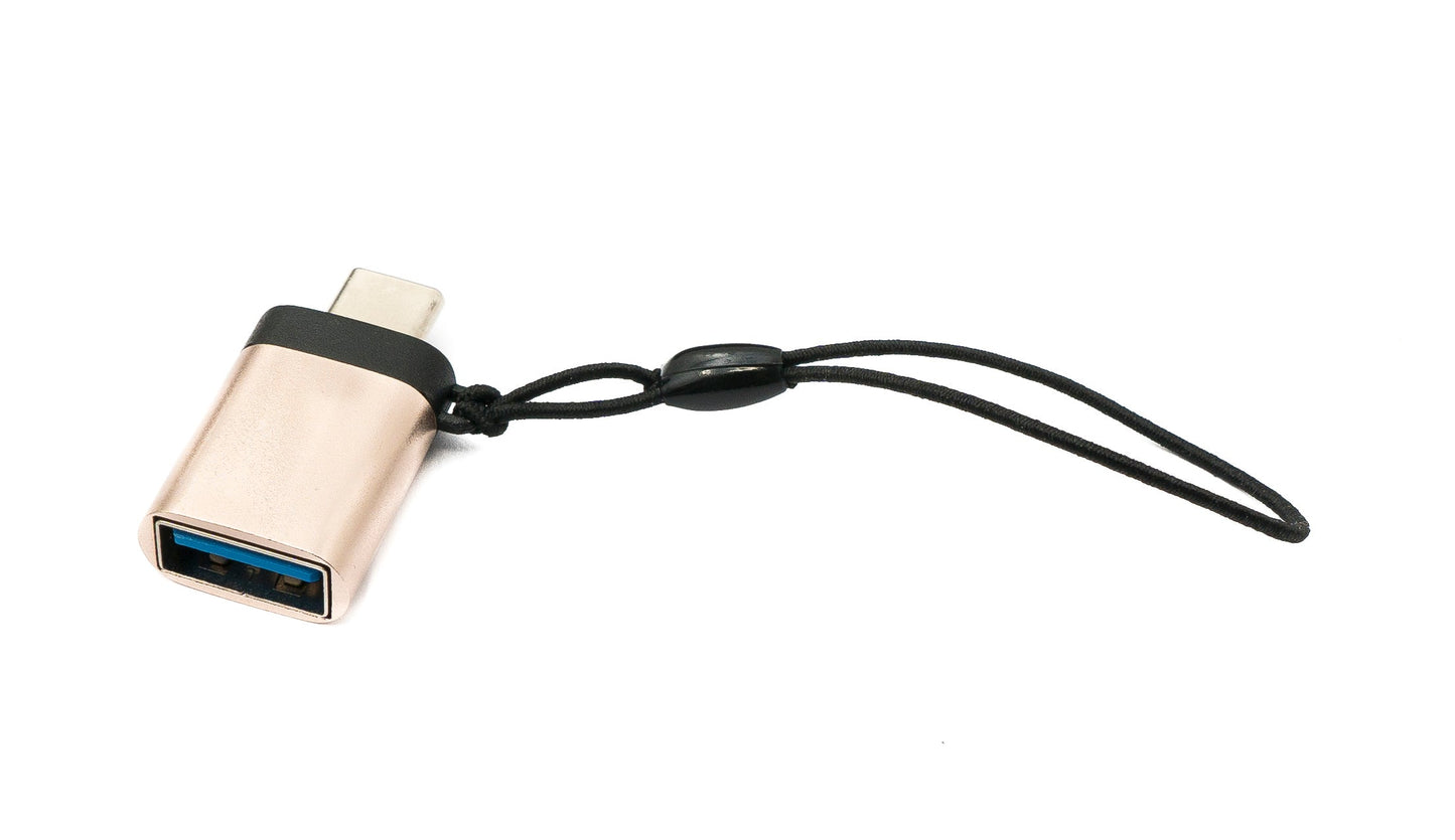 SYSTEM-S USB 3.1 Adapter Typ C Stecker zu 3.0 Typ A Buchse Schlaufe in Rosa Gelb