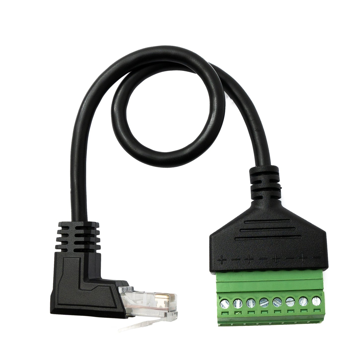 SYSTEM-S LAN cable 30 cm RJ45 plug to 8 pin terminal block angle in black