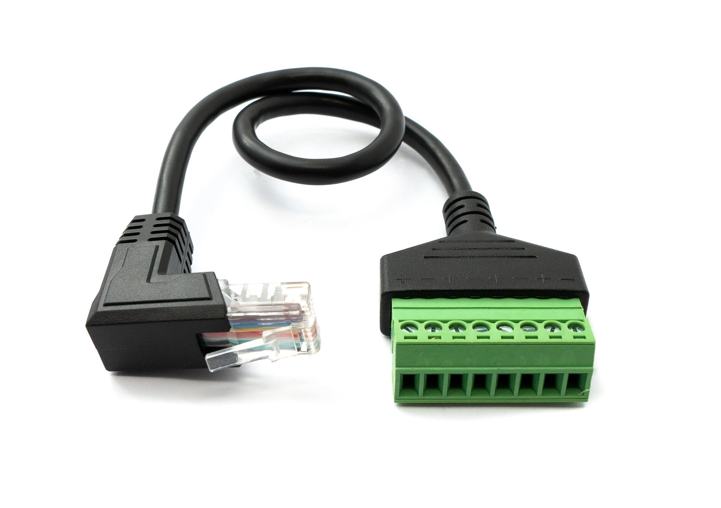 SYSTEM-S LAN cable 30 cm RJ45 plug to 8 pin terminal block angle in black