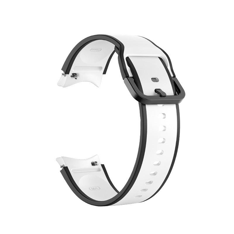 SYSTEM-S Armband 20 mm aus Silikon für Samsung Galaxy Watch 5 4 Smartwatch Schwarz Weiß
