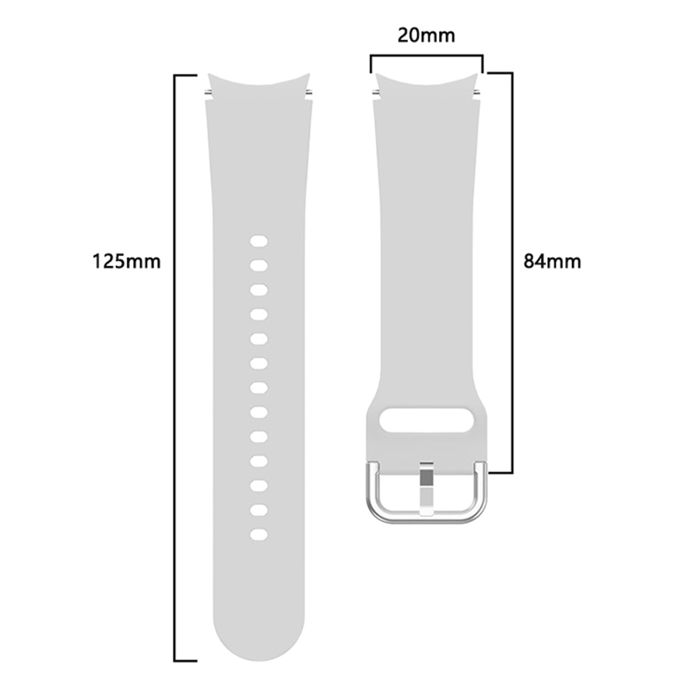 SYSTEM-S flexible silicone strap 20mm for Samsung Galaxy Watch 4 Smartwatch White
