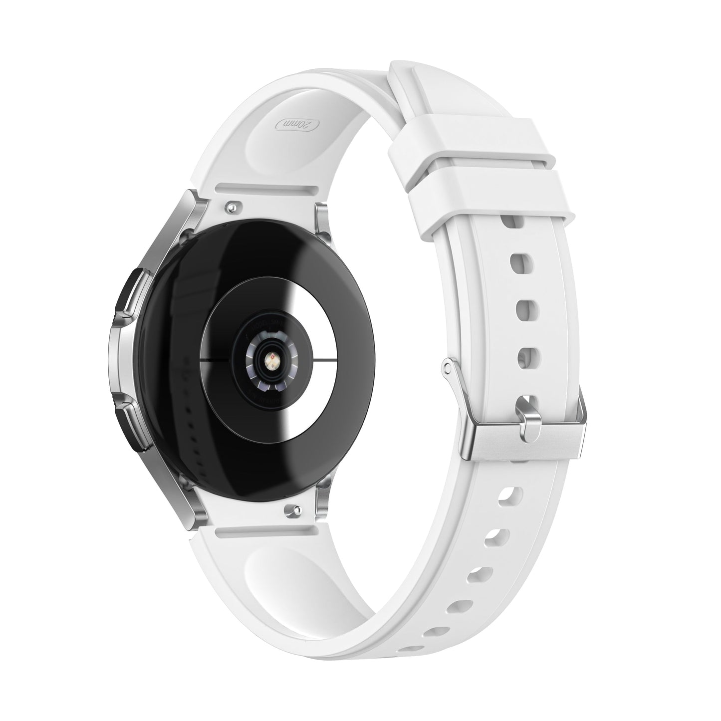 SYSTEM-S Armband flexibel aus Silikon 20mm für Huawei Watch 2 Smartwatch in Weiß